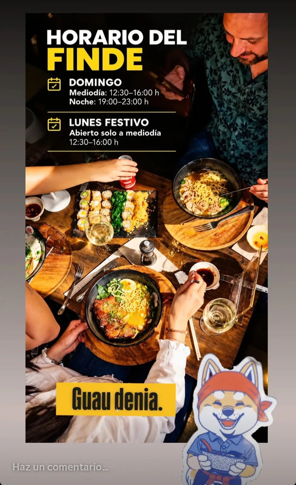Horario del finde semana